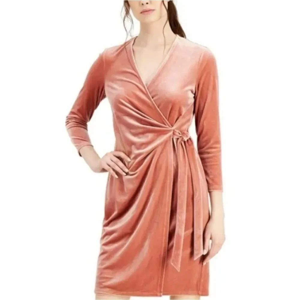 BRAND NEW ANNE KLEIN WOMEN'S VELVET SHORT LONG SLEEVE SHEATH DRESS